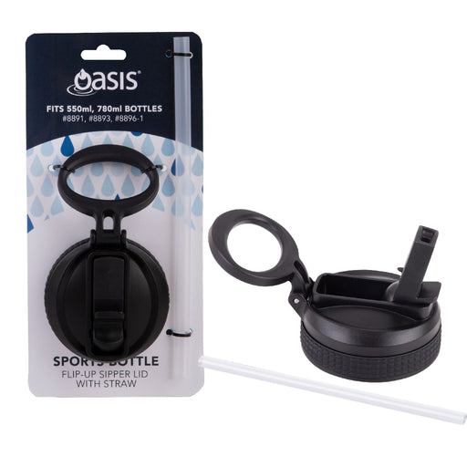 Oasis Replacement Sipper Lid & Straw - Black - Kitchen Antics