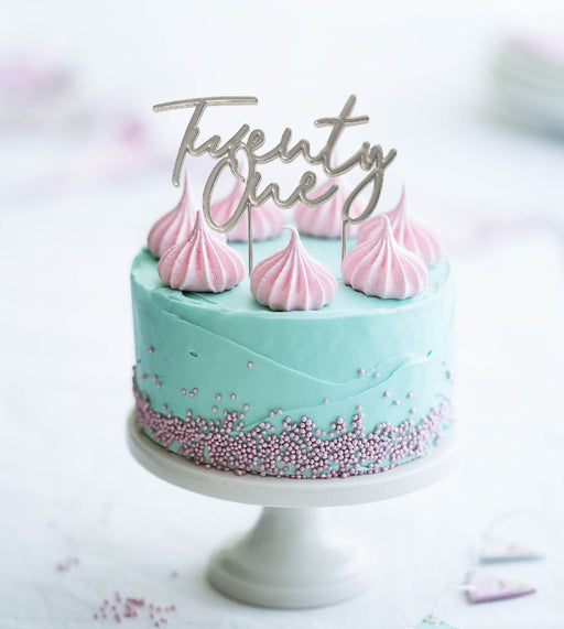 Cake & Candle Cake Topper - Silver Twenty One - Kitchen Antics