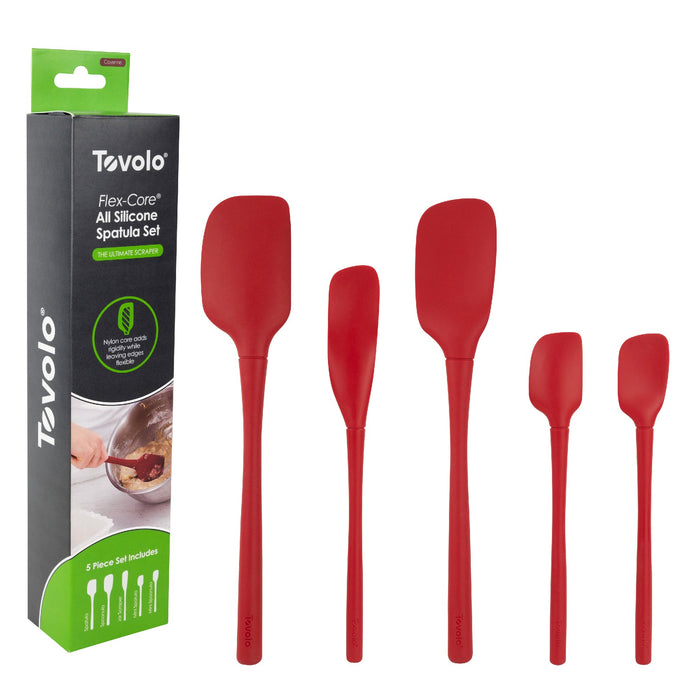 Tovolo Flex-Core All Silicone Spatula Set of 5 - Cayenne