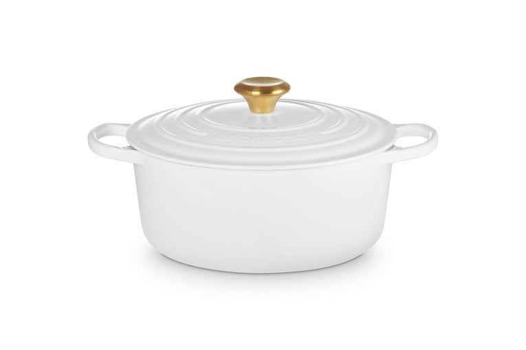 Le Creuset Signature Round Casserole 26cm - White Gold