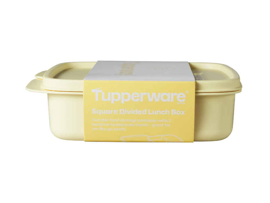 Tupperware Divided Square Lunch Box 550ML Yellow