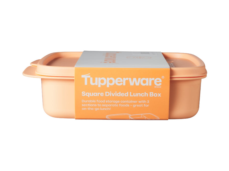 Tupperware Divided Square Lunch Box 550ML Orange