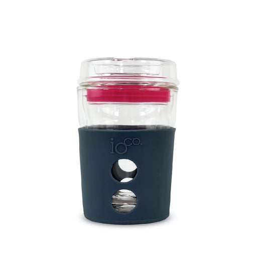 Ioco Glass Travel Mug 8oz - Mixed Hot Pink Seal/Midnight Blue Sleeve