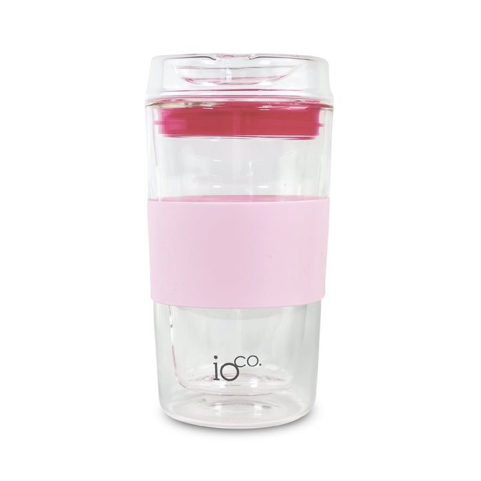 Ioco Glass Travel Mug 12oz - Mixed Hot Pink Seal/Marshmallow Pink Sleeve