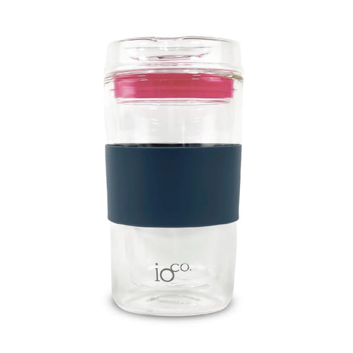 Ioco Glass Travel Mug 12oz - Midnight Blue/Hot Pink