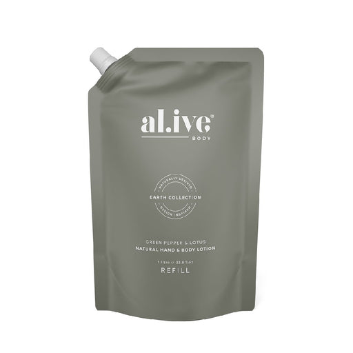 al.ive Hand & Body Lotion Refill Pouch 1lt - Green Pepper & Lotus - Kitchen Antics