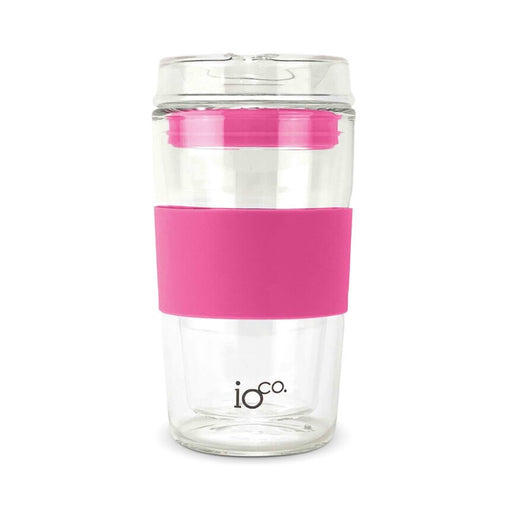 Ioco Glass Travel Mug 12oz - Bossy Pink