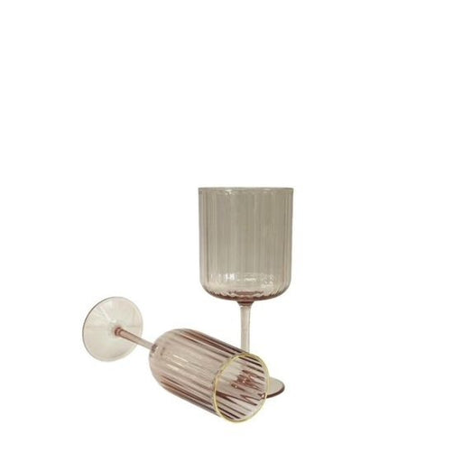 Flair Acrylic Ribbed Wine - Pink/Gold Rim