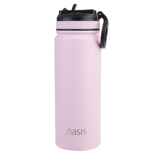 Oasis S/S Insulated Sports Bottle w/Sipper Straw 550ml - Carnation - Kitchen Antics