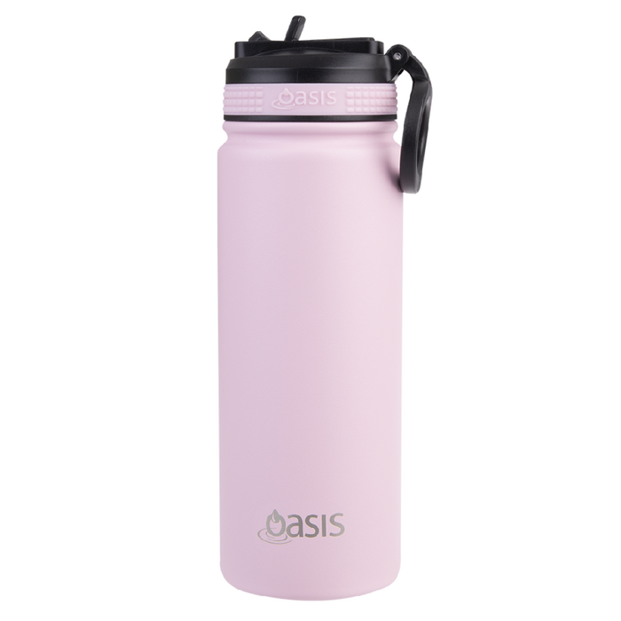 Oasis S/S Insulated Sports Bottle w/Sipper Straw 550ml - Carnation - Kitchen Antics
