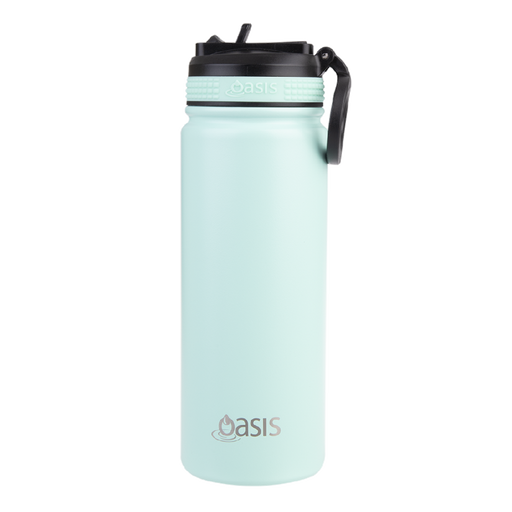 Oasis S/S Insulated Sports Bottle w/Sipper Straw 550ml - Mint - Kitchen Antics