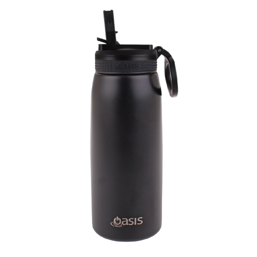 Oasis S/S Insulated Sports Bottle w/Sipper 780ml - Black - Kitchen Antics
