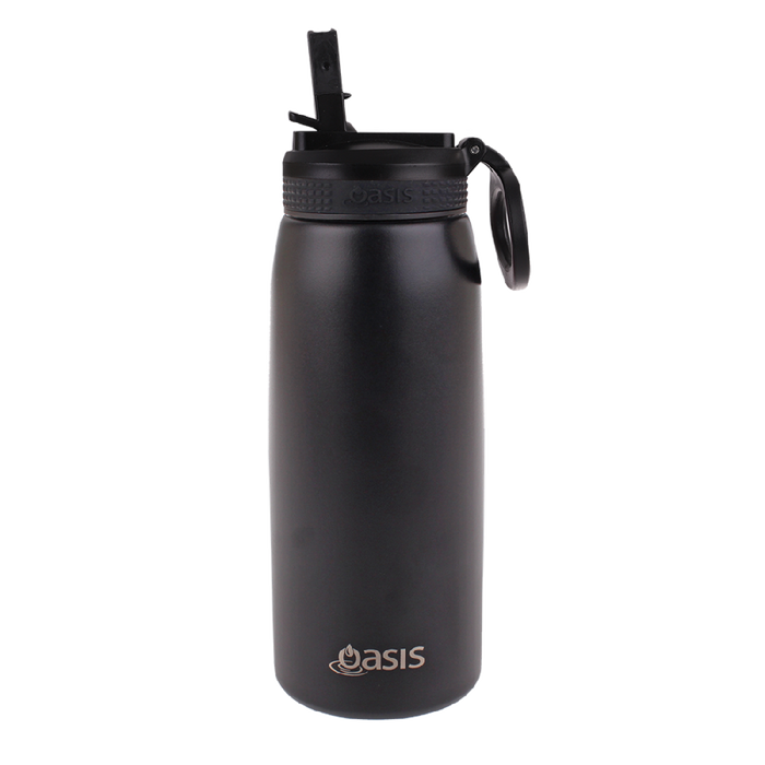 Oasis S/S Insulated Sports Bottle w/Sipper 780ml - Black - Kitchen Antics