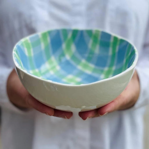 Noss & Co Small Bowl - Blue & Green Gingham
