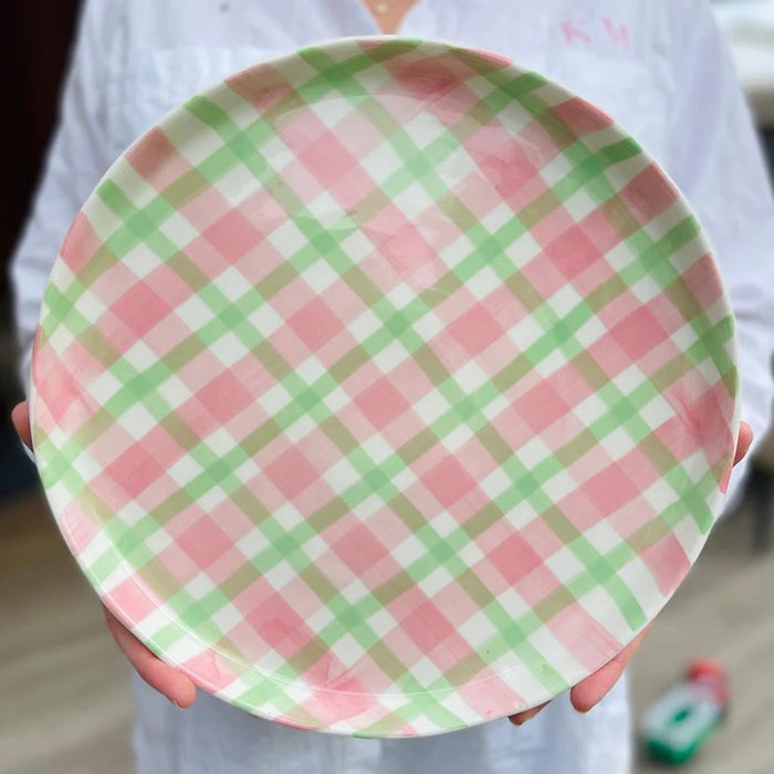 Noss & Co Platter - Pink & Green Gingham