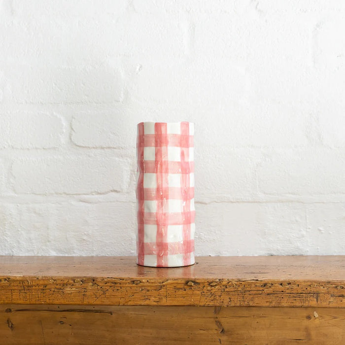 Noss & Co Medium Vase - Pink Gingham