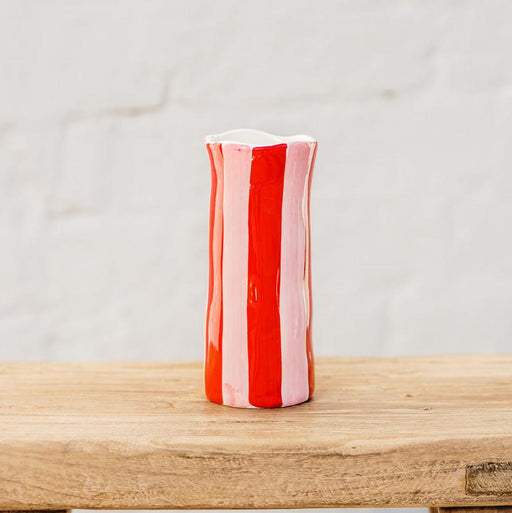 Noss & Co Vase Small - Red & Pink Stripe