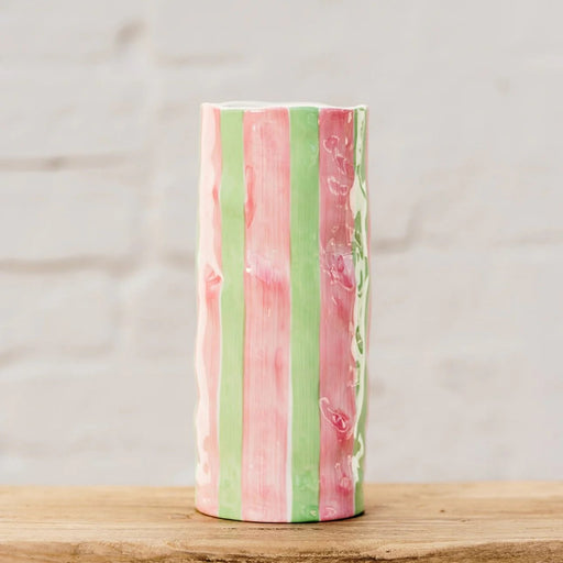 Noss & Co Medium Vase - Pink & Green Stripe