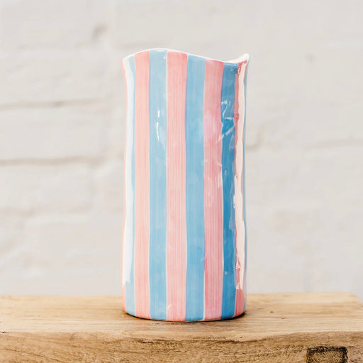 Noss & Co Large Vase - Pink & Cornflower Blue Stripe