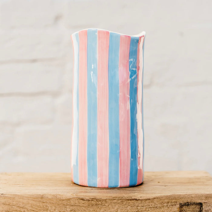 Noss & Co Large Vase - Pink & Cornflower Blue Stripe