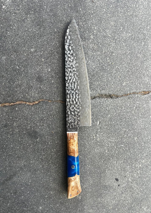 Koi Chef's Knife Hammered 67 - Blue Handle