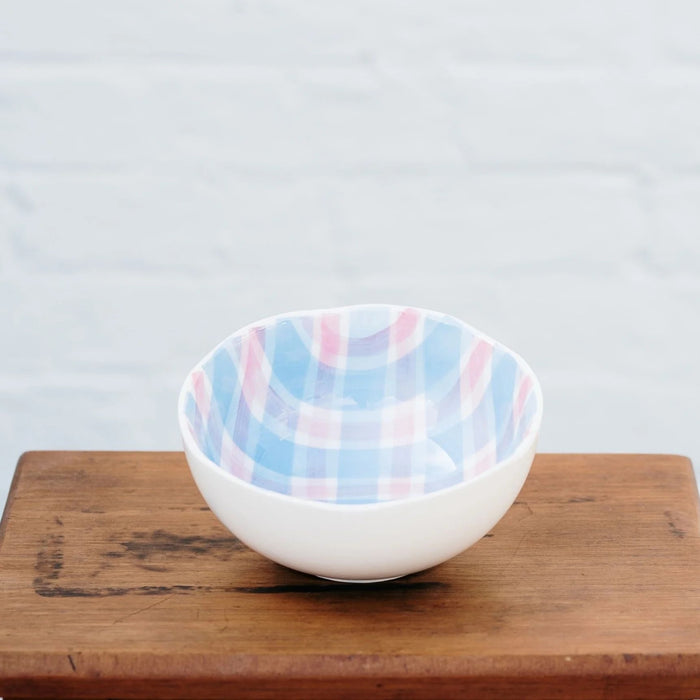 Noss & Co Small Bowl - Cornflower Blue & Pink Gingham