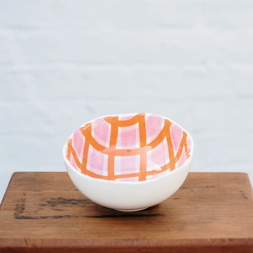 Noss & Co Small Bowl - Pink & Orange Gingham