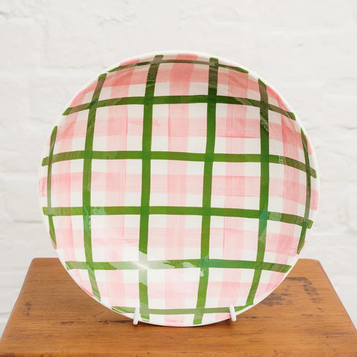 Noss & Co Salad Bowl - Pink & Dark Green Gingham