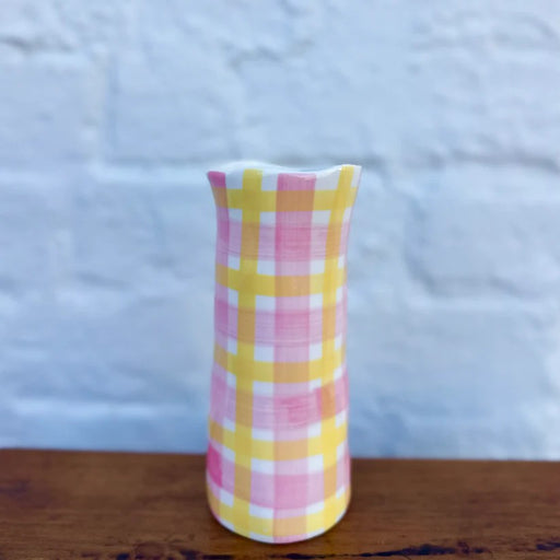 Noss & Co Vase Small - Pink & Yellow Gingham