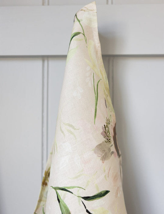 Bespoke Letterpress Tea Towel 100% Linen - Peony Study