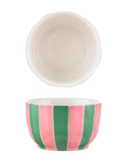 Noss & Co Small Bowl - Pink & Green Stripe