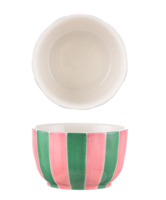 Noss & Co Small Bowl - Pink & Green Stripe