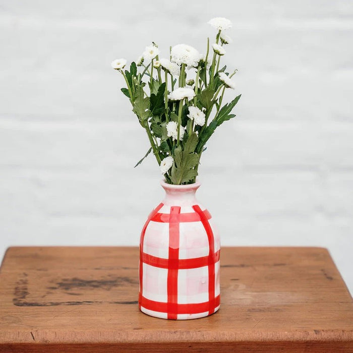 Noss & Co Bud Vase - Pink & Red Gingham