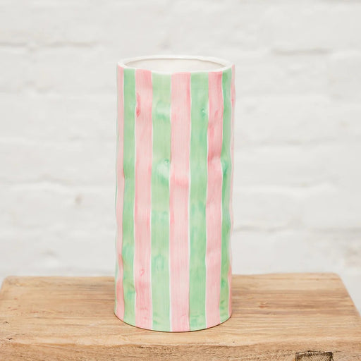 Noss & Co Large Vase - Pink & Mint Green Stripe