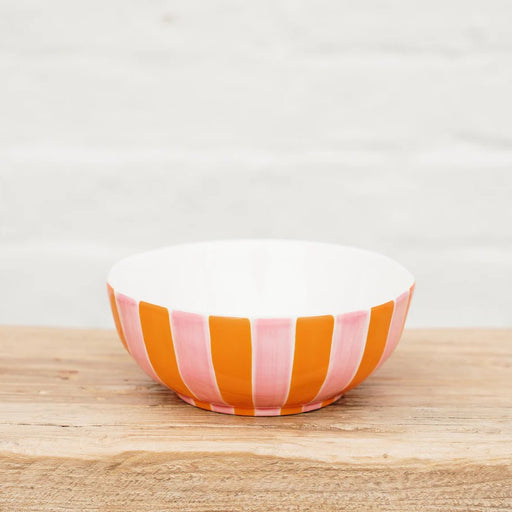 Noss & Co Medium Bowl - Pink & Orange Stripe