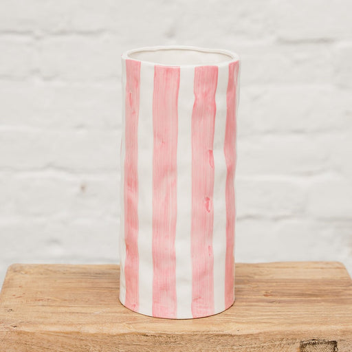 Noss & Co Large Vase - Pink Stripe