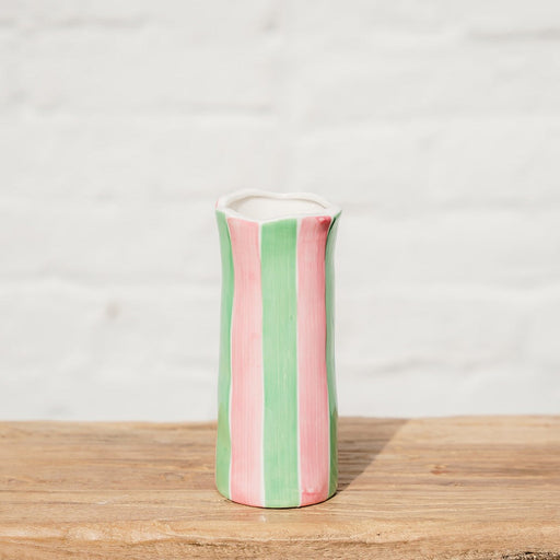Noss & Co Vase Small - Pink & Mint Green Stripe