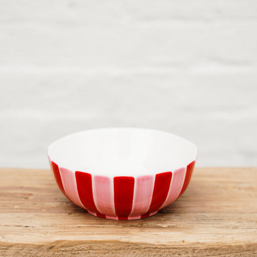 Noss & Co Medium Bowl - Pink & Red Stripe