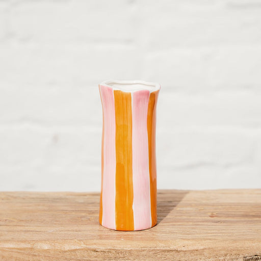 Noss & Co Vase Small - Pink & Orange Stripe