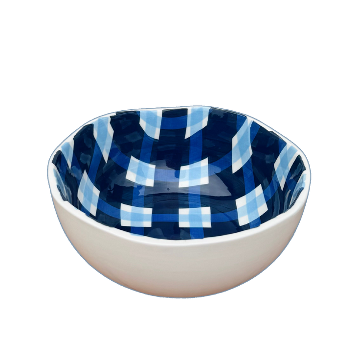 Noss & Co Medium Bowl - Navy & Cornflower Gingham