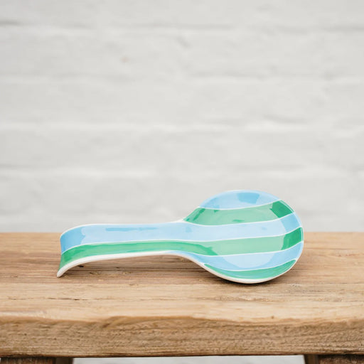 Noss & Co Spoon Rest - Stripe Green & Cornflower Blue