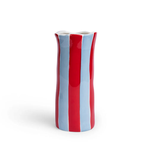 Noss & Co Vase Small - Cornflower Blue & Red Stripe