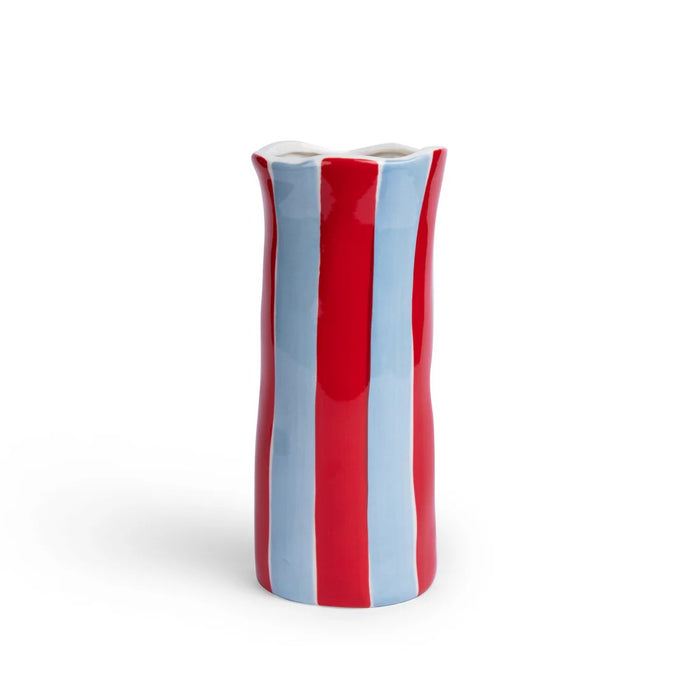 Noss & Co Vase Small - Cornflower Blue & Red Stripe