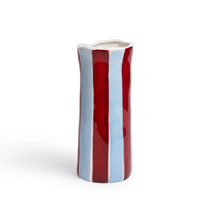 Noss & Co Vase Small - Burgundy & Blue Stripe