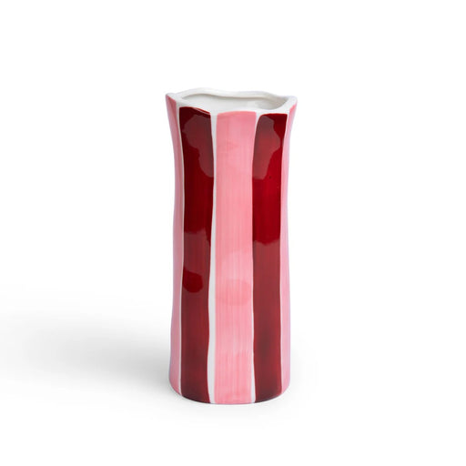 Noss & Co Vase Small - Burgundy & Pink Stripe