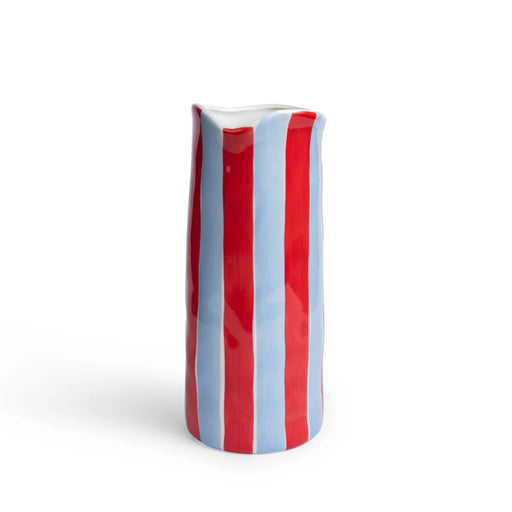 Noss & Co Medium Vase - Cornflower Blue & Red Stripe