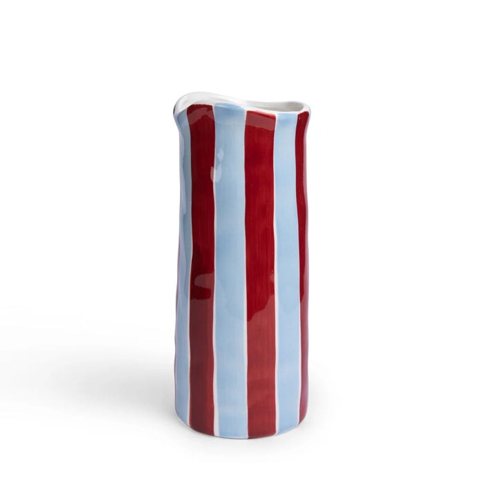 Noss & Co Medium Vase - Burgundy & Blue Stripe