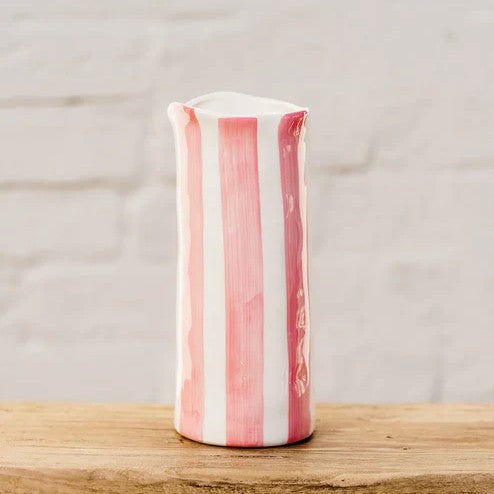 Noss & Co Medium Vase - Pink & White Stripe