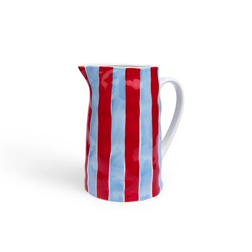 Noss & Co Medium Jug - Cornflower Blue & Red Stripe