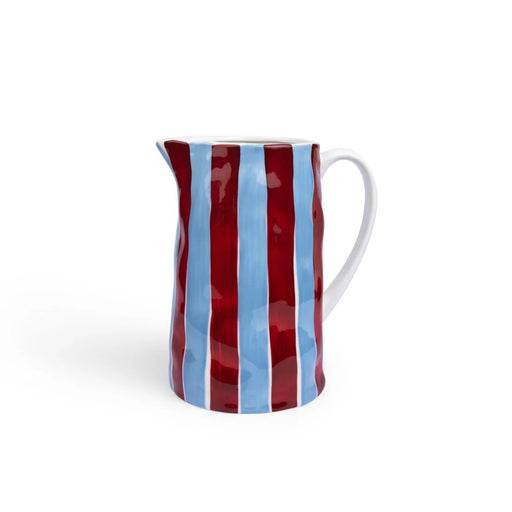 Noss & Co Medium Jug - Burgundy & Blue Stripe